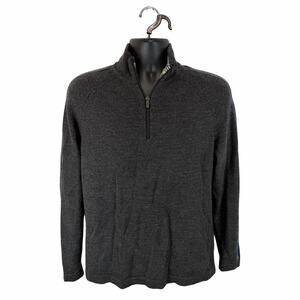 SKYR Merino Wool 1/4 Zip Pullover Sweater Grey Size Large Preppy Winter